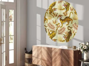Discount Tijger met bladeren print fotobehang Kinderkamer