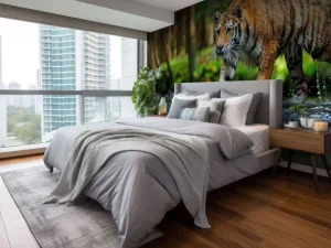 Discount Tijger op een rivier fotobehang Dieren