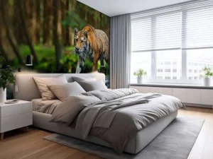 Discount Tijger op een rivier fotobehang Dieren