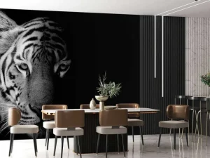 Outlet Tijger op zwarte achtergrond fotobehang Dieren