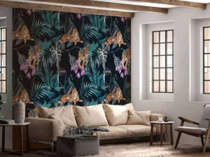 Fashion Tijgers, bladeren en bloemen Bloemen