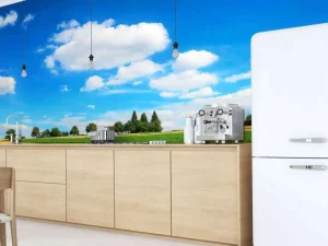 New Tractor verplaatst hooibalen fotobehang Transport | Steden