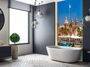 Outlet Traditionele boten in de haven van Marsaxlokk, Malta fotobehang Transport | Architectuur