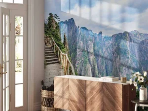 Discount Trap langs een berg fotobehang Architectuur