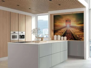 Hot Trein bij zonsondergang fotobehang Transport