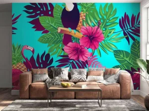 Fashion Trendy jungle print fotobehang Dieren | Bloemen