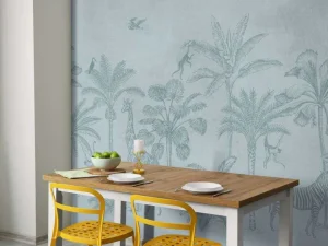 Hot Tropisch dierenjungle blauw Kinderkamer