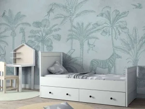 Hot Tropisch dierenjungle blauw Kinderkamer