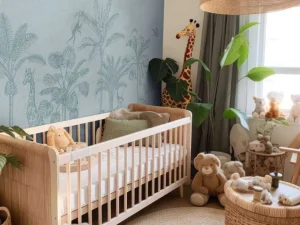 Hot Tropisch dierenjungle blauw Kinderkamer