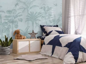 Hot Tropisch dierenjungle blauw Kinderkamer
