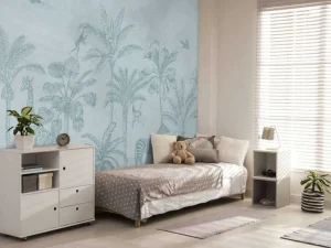 Hot Tropisch dierenjungle blauw Kinderkamer