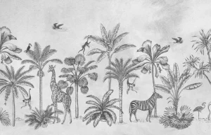 Clearance Tropisch dierenjungle grijs Kinderkamer