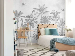 Clearance Tropisch dierenjungle grijs Kinderkamer