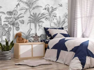 Clearance Tropisch dierenjungle grijs Kinderkamer