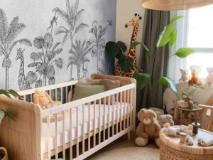 Clearance Tropisch dierenjungle grijs Kinderkamer