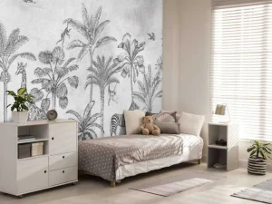 Clearance Tropisch dierenjungle grijs Kinderkamer