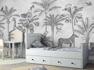 Clearance Tropisch dierenjungle grijs Kinderkamer