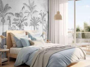 Clearance Tropisch dierenjungle grijs Kinderkamer