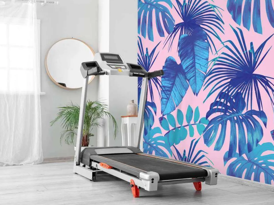 tropische_bladeren_met_ee_7.webp Sale Tropische bladeren met een roze achtergrond fotobehang Tienerkamer | Bloemen