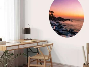 Fashion Tropische kust met een paarse hemel fotobehang Kunst & Design