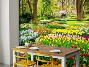 Clearance Tulpencreaties in een park fotobehang Steden | Architectuur