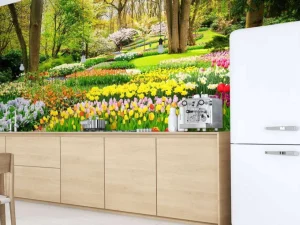 Clearance Tulpencreaties in een park fotobehang Steden | Architectuur