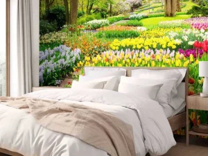 Clearance Tulpencreaties in een park fotobehang Steden | Architectuur