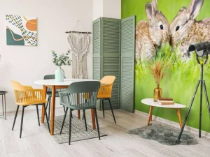 Hot Twee baby haasjes in het gras fotobehang Babykamer | Dieren
