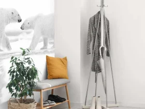 Online Twee grote ijsberen met een witte achtergrond fotobehang Dieren
