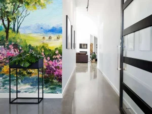 Online Uitzicht vanaf een tuin schilderij fotobehang Kunst & Design
