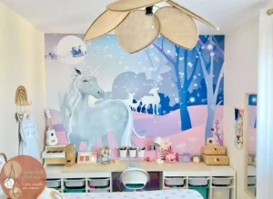 New Unicorn in de sneeuw Kinderkamer | Dieren