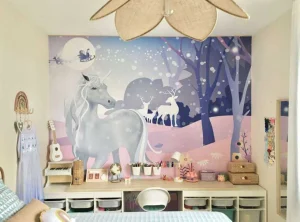 New Unicorn in de sneeuw Kinderkamer | Dieren