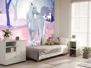 New Unicorn in de sneeuw Kinderkamer | Dieren