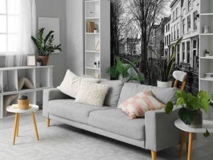 Hot Utrechtse gracht in zwart-wit fotobehang Architectuur