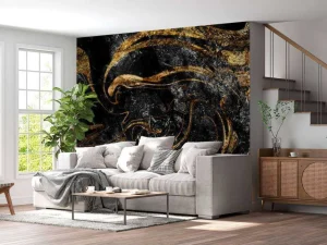Hot Verfmengsel met gouden verf fotobehang Gang