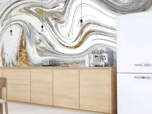 Hot Verfmengsel met wit, grijs en goud fotobehang Gang