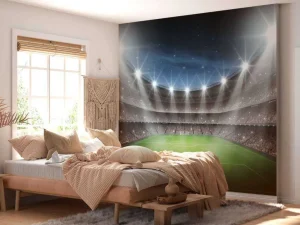 Online Verlicht voetbalstadion met sterrenhemel fotobehang Tienerkamer | Kinderkamer