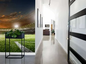 Outlet Verlicht voetbalstadion met wolken fotobehang Tienerkamer | Kinderkamer
