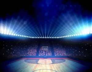 Sale Verlichte basketbal arena fotobehang Kinderkamer | Sport