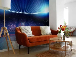 Sale Verlichte basketbal arena fotobehang Kinderkamer | Sport