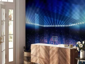 Sale Verlichte basketbal arena fotobehang Kinderkamer | Sport