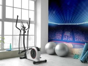 Sale Verlichte basketbal arena fotobehang Kinderkamer | Sport