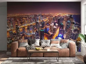 Fashion Verlichte gebouwen in Dubai fotobehang Steden | Architectuur