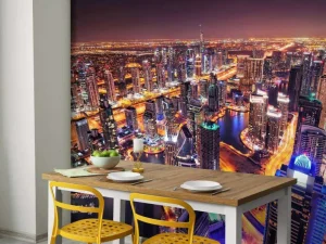 Fashion Verlichte gebouwen in Dubai fotobehang Steden | Architectuur