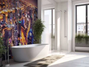 Fashion Verlichte gebouwen in Dubai fotobehang Steden | Architectuur
