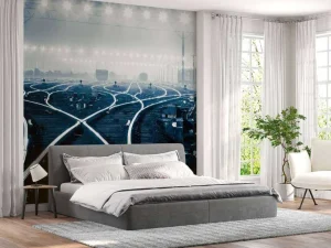 Hot Verlichte spoorwissels fotobehang Transport