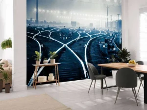 Hot Verlichte spoorwissels fotobehang Transport