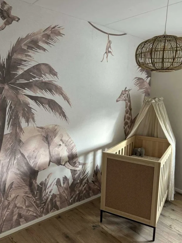 Fashion Verschillende jungle dieren in taupe Kinderkamer | Dieren