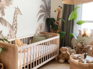 Fashion Verschillende jungle dieren in taupe Kinderkamer | Dieren