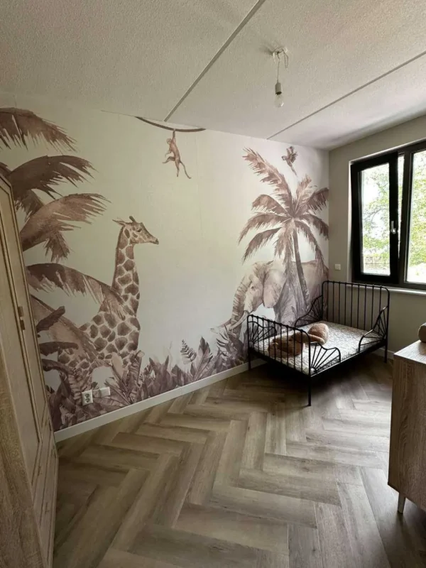 Fashion Verschillende jungle dieren in taupe Kinderkamer | Dieren